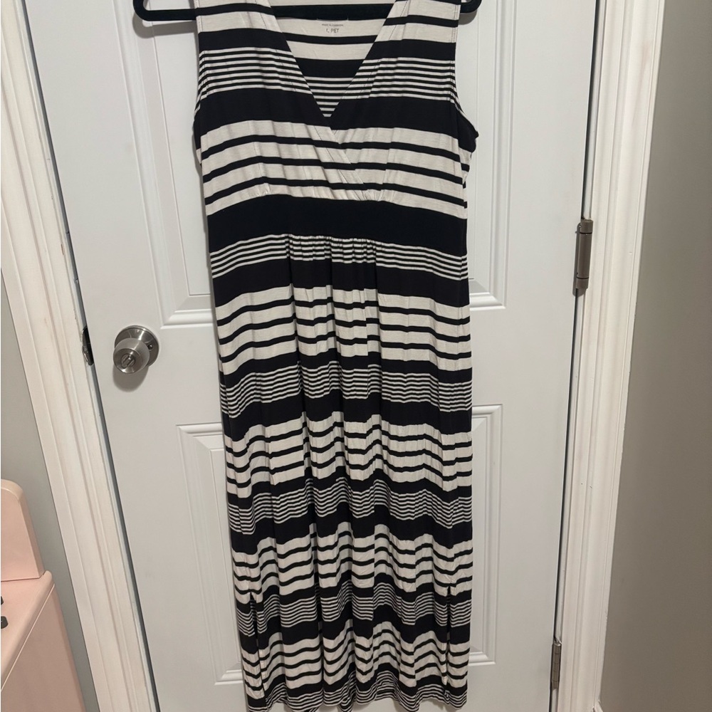 LL Bean Striped Petite Maxi Dress